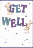 Brimming with cheer, this get well card is a gentle reminder of Westcombe Park's community spirit and the soothing power of kindness. A teddy bear and a floppy-eared puppy burst onto a creamy, softly illuminated background, their delight almost leaping off the page. The bear reaches up to embrace the top of 'GET,' while the puppy's paw rests lovingly below 'WELL'-each letter painted in rich, bold hues of indigo and aquamarine, as vivid as a spring bloom from The Standard's Saturday flower market. Twinkling stars in cerulean, violet, and pale lavender dot the card, evoking a sense of optimism and magical recovery. The illustration's tactile details-the subtle fluff of the bear's fur, the silky smoothness of the puppy's ears-invite comfort, much like the embrace of a friend delivering flowers to your door. The atmosphere is light and hope-filled, every element arranged as thoughtfully as an uplifting bouquet from a local Westcombe Park florist. This card doesn't just offer a get well sentiment; it brings hope, warmth, and a dash of neighbourhood charm to anyone on the mend.